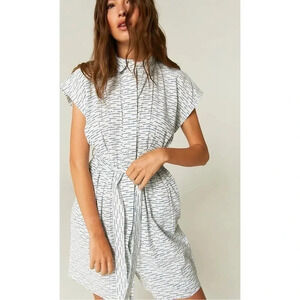 Compania Fantastica Waves Print Button Front Shirt Dress Size Small